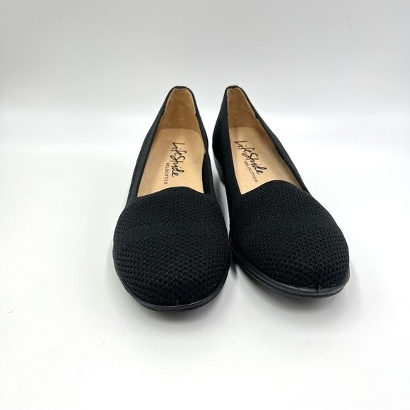 NEW LifeStride Women's Immy Black Knit Slip On Low Wedges Loafers Shoes Size 6.5 - Picture 3 of 11
